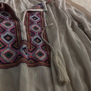 Cream colored embroidered boho dress/shirt